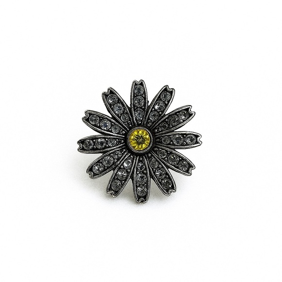 Zara Jewelry - Elegant Silver and Yellow Daisy Brooch.